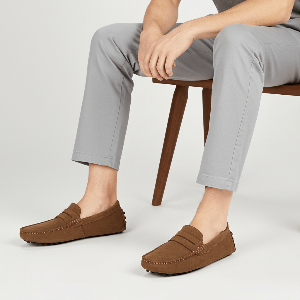 Loafers för herr i mocka med mjuk innersula och italiensk design - view 9