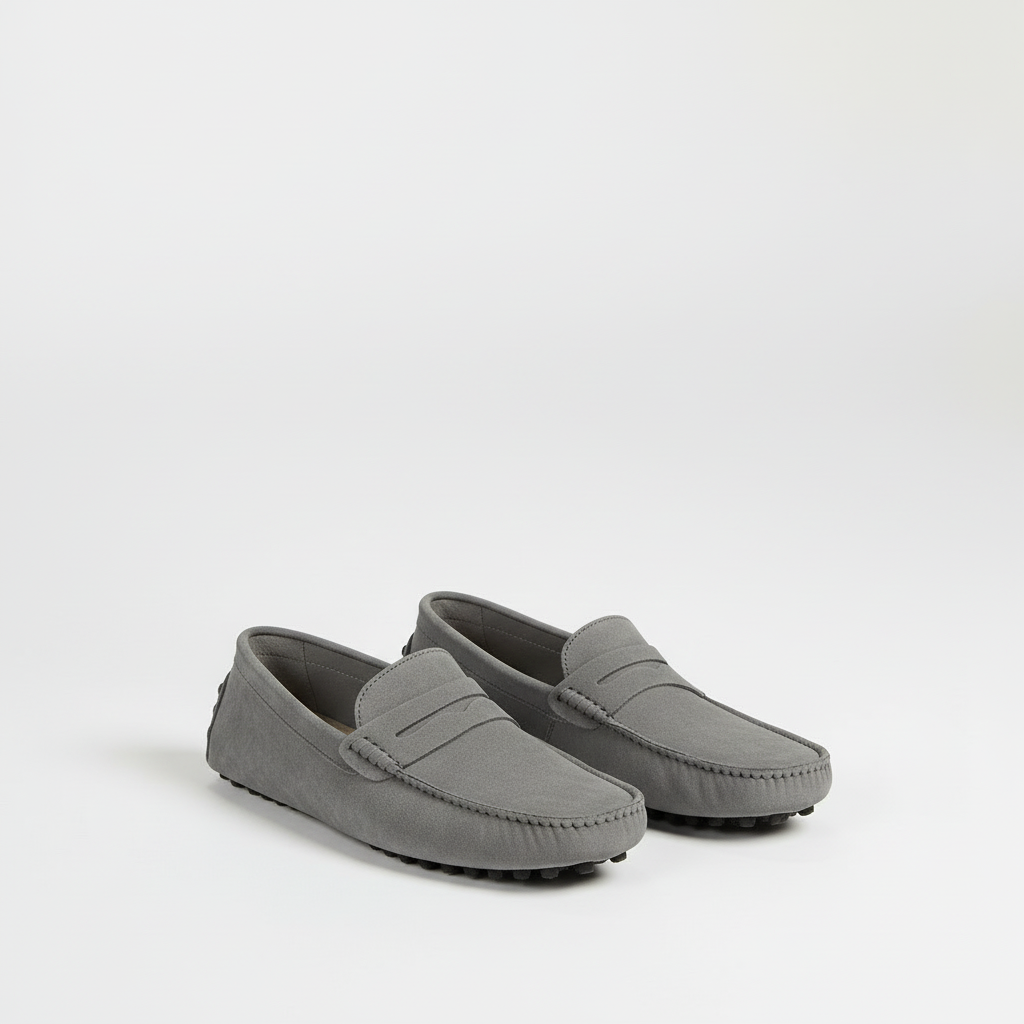 Loafers för herr i mocka med mjuk innersula och italiensk design - Grå