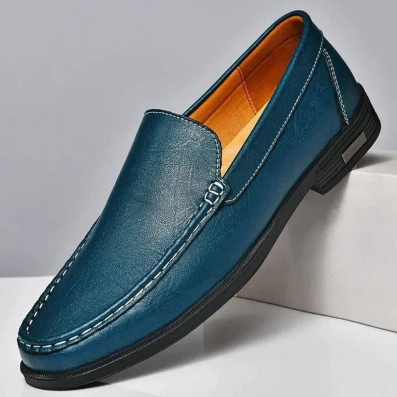 Loafers herr i äkta läder, eleganta finskor till kostym och kontor - Blå