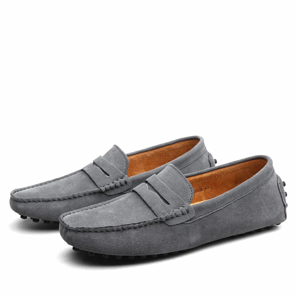 Loafers herr i mocka, penny loafers slip-on utan snörning - mockasiner herr - Grå