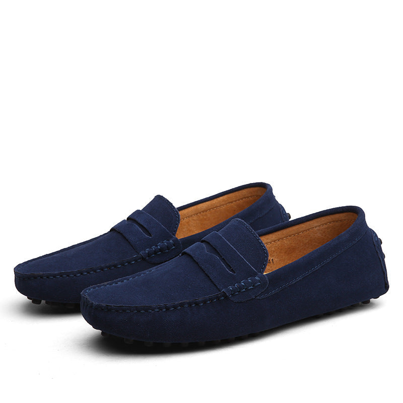 Loafers herr i mocka, penny loafers slip-on utan snörning - mockasiner herr - Marinblå