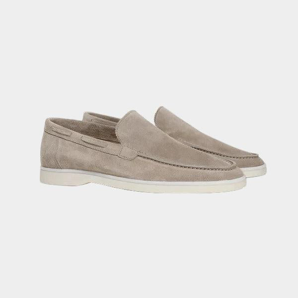 Loafers herr i mocka, slip on utan snörning, till kavaj och chinos - Beige