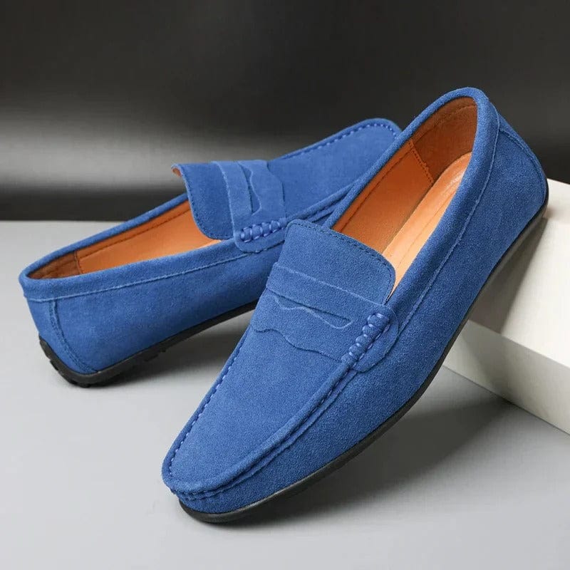 Loafers herr, penny loafers slip on till vardag och kostym - klassiska herrskor - Blå