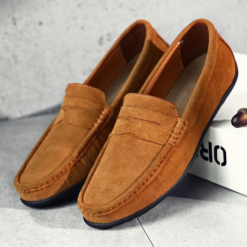 Loafers herr, penny loafers slip on till vardag och kostym - klassiska herrskor - Brun