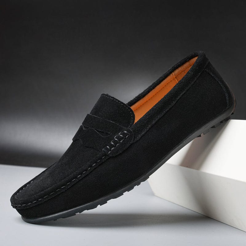 Loafers herr, penny loafers slip on till vardag och kostym - klassiska herrskor - Svart