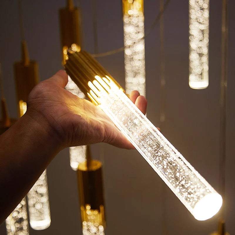 Pendellampa i glas, cylinderformad LED över matbord, till matsal och vardagsrum - taklampa hängande - view 5