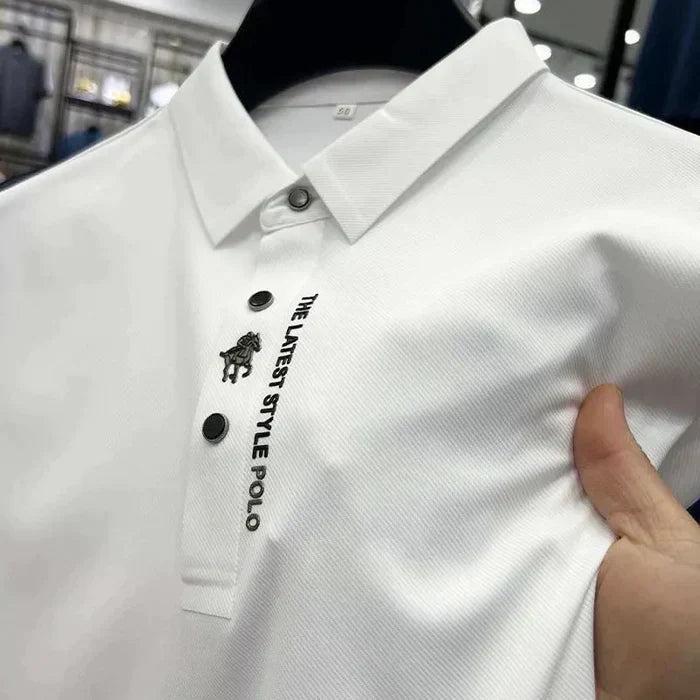 Piketröja herr i bomullsmix med modern passform, andningsbar piké till jobb och fritid - Vit