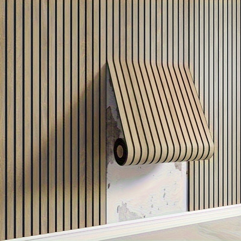 Självhäftande 3D väggpanel inomhus i PVC med trälook, till vardagsrum och sovrum - Khaki