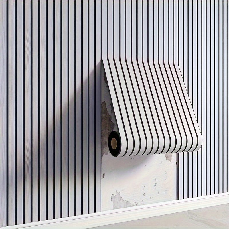 Självhäftande 3D väggpanel inomhus i PVC med trälook, till vardagsrum och sovrum - Vit