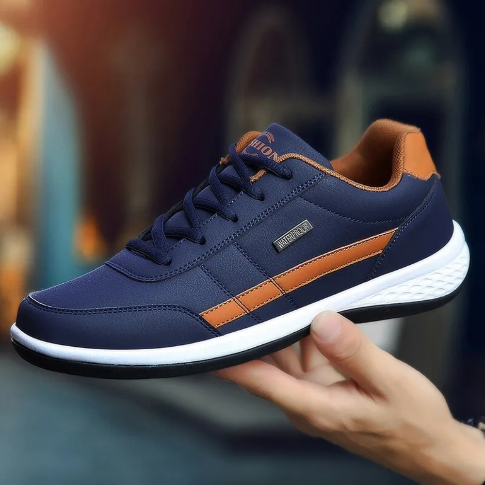 Skinnsneakers för herr med snörning, bekväma sneakers till vardags - view 8