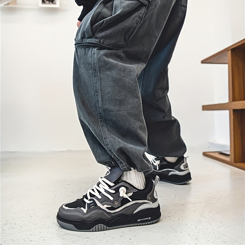 Sneakers herr med geometriskt mönster, låga och snörade, för stan och sport - snygga herrskor - view 10