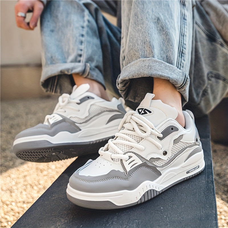 Sneakers herr med geometriskt mönster, låga och snörade, för stan och sport - snygga herrskor - view 6