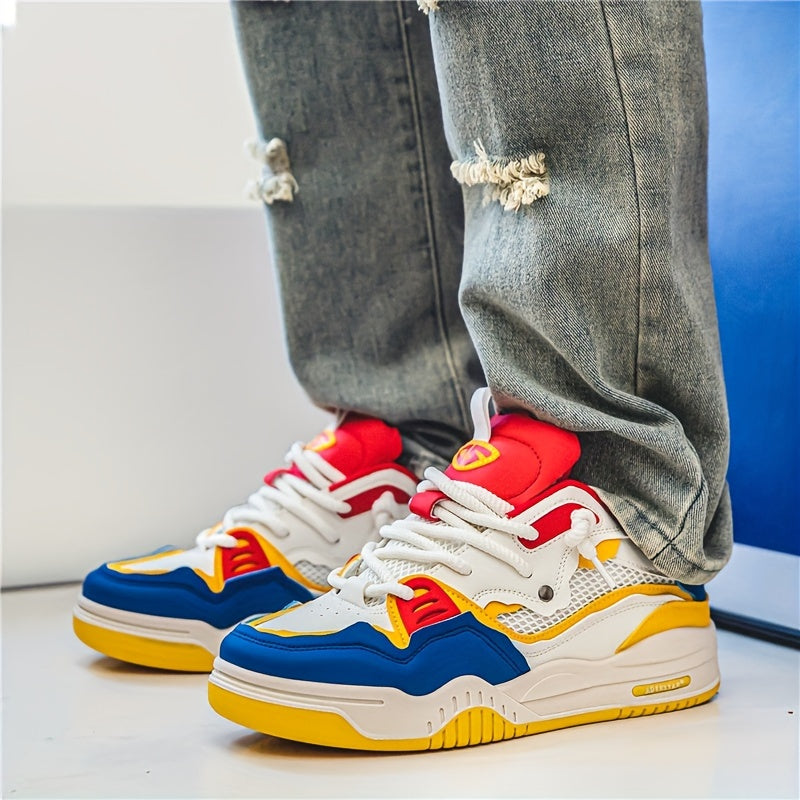 Sneakers herr med geometriskt mönster, låga och snörade, för stan och sport - snygga herrskor - view 8
