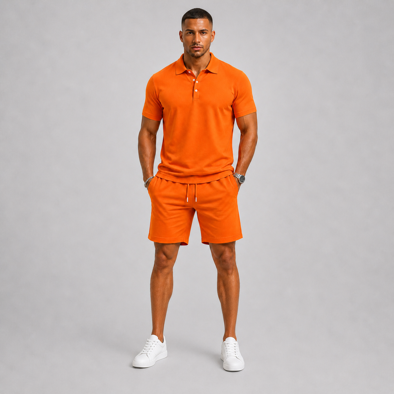 Sportset för herr med kortärmad piké och shorts, lätt och luftigt för sommaren och stranden - view 11