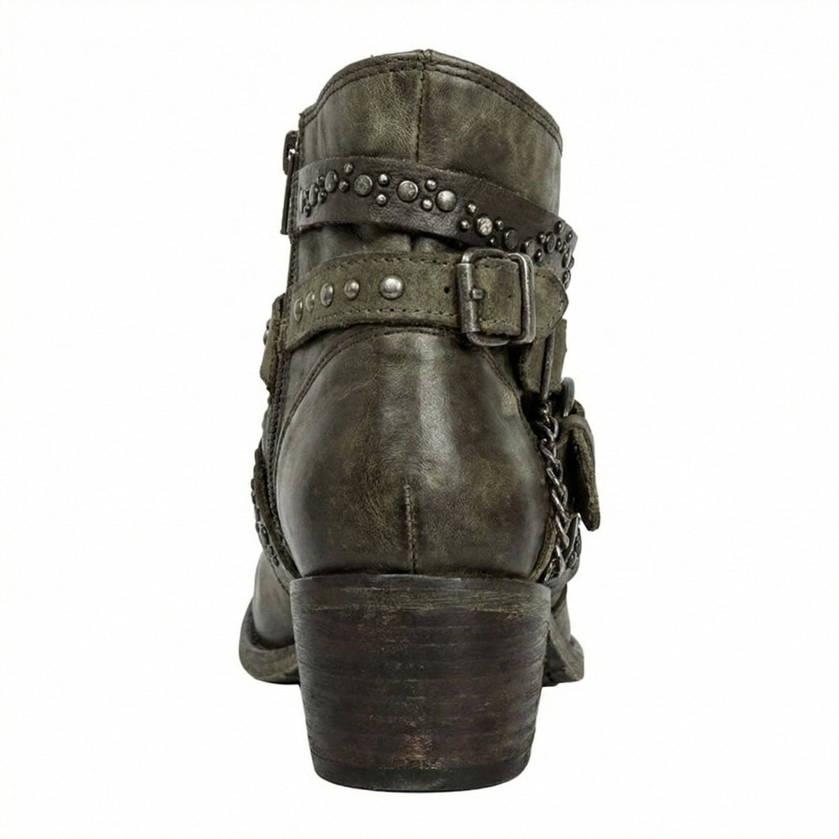 Stövletter dam med nitar, spännen och kedja, vintage boots med klack - view 11