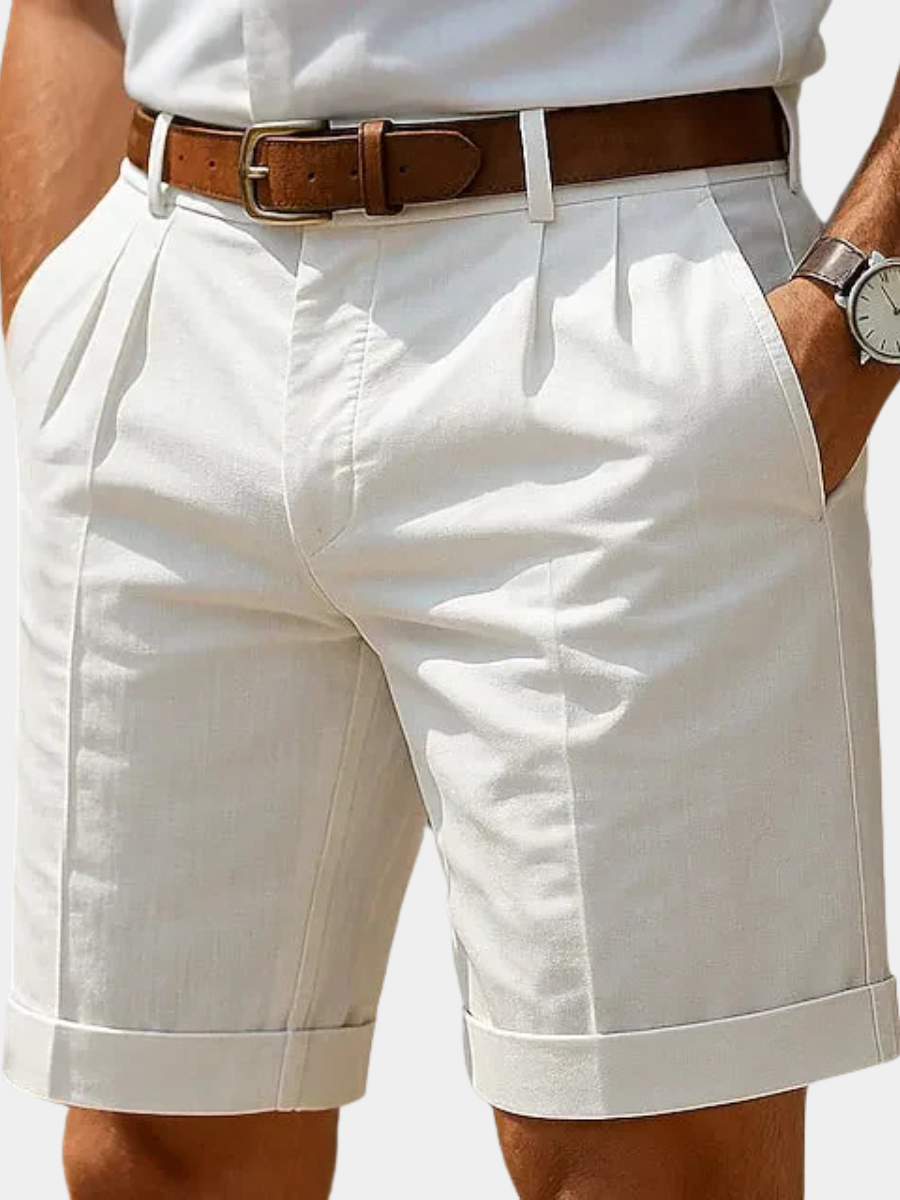 Veckade chinosshorts herr i bomull, snygga sommarshorts till vardag och fest - view 9