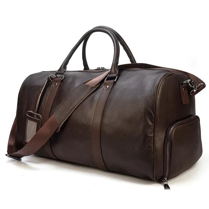 Weekendbag i skinn för herr med justerbar axelrem, rymlig resebag till helgresan och affärsresan - view 3